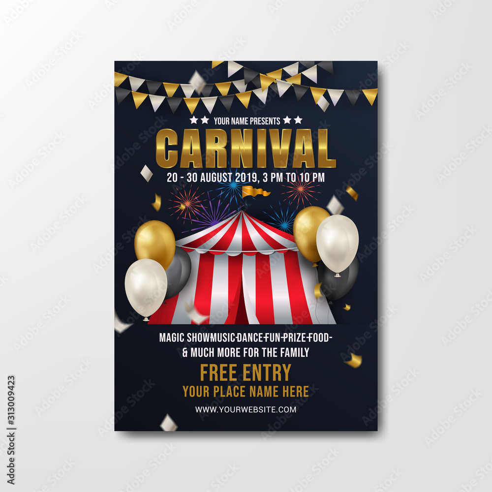 Wall mural carnival party poster template vector