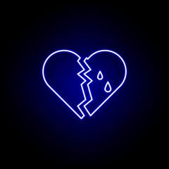 broken heart, death outline blue neon icon. detailed set of death illustrations icons. can be used for web, logo, mobile app, UI, UX