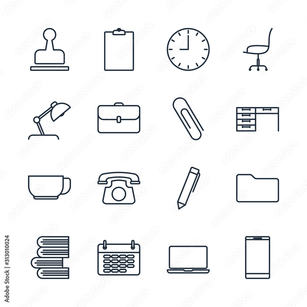 Fototapete set workspace icon template color editable. workspace pack symbol vector sign isolated on white back