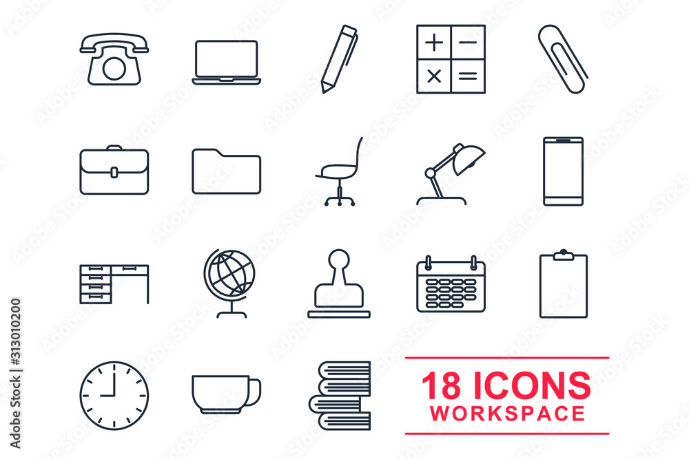 Poster set workspace icon template color editable. workspace pack symbol vector sign isolated on white back