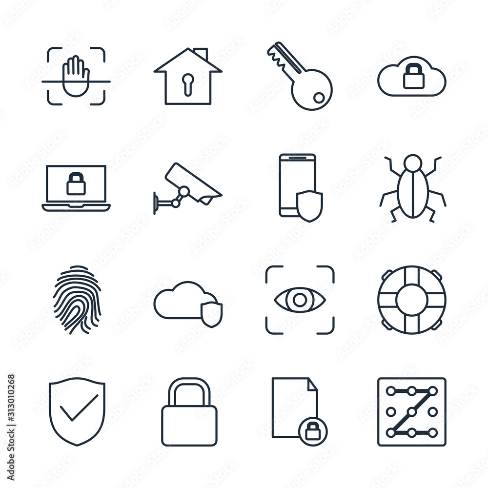 Aufkleber Set Security icon template color editable. Security pack symbol vector sign isolated on white background illustration for graphic and web design.