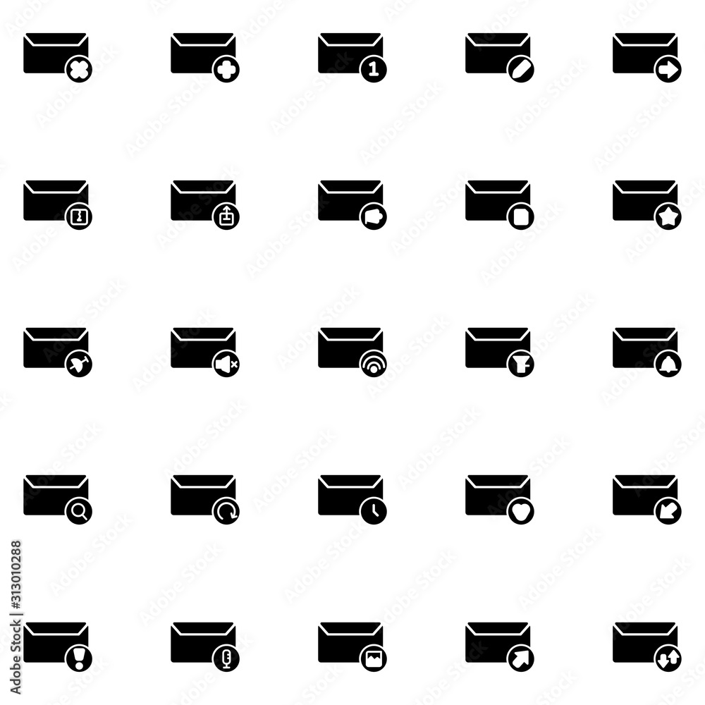 Poster message icon set design solid style part 2