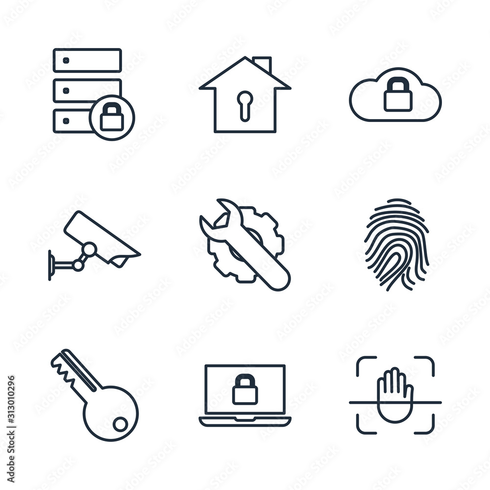 Leinwandbilder set security icon template color editable. security pack symbol vector sign isolated on white backgr