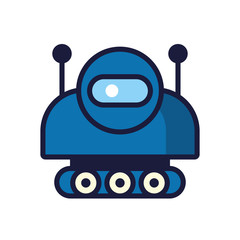 robot with wheels cyborg isolated icon