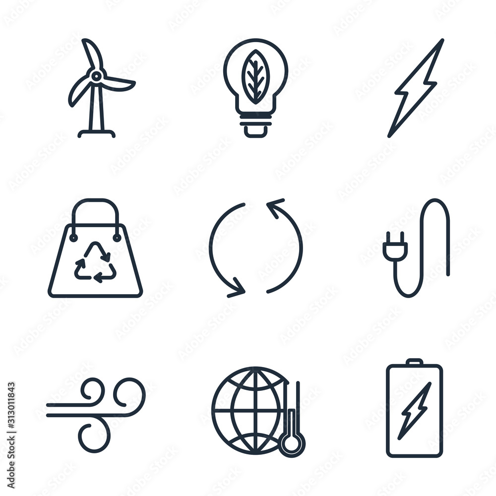 Aufkleber set ecology icon template color editable. ecology pack symbol vector sign isolated on white backgrou