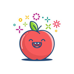 kawaii smiling apple emoticon cartoon illustration