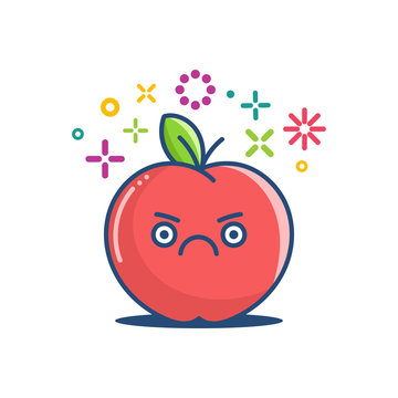 kawaii grumpy apple emoticon cartoon
