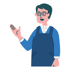 エプロンをつけた　男性　主夫　説明