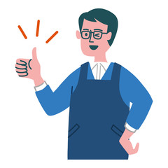 エプロンをつけた　男性　主夫　いいね