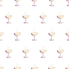 The vector seamless pattern. Cute champagne pattern. Vector for wallpaper, child apron, fabric, textile pattern. Endless print. Background illustration vector.