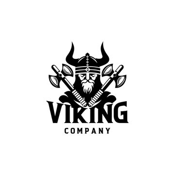 Viking warrior logo design vector illustration