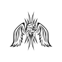 Eagle vector silhouette,tribal abstract illustration