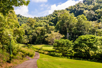 Fototapeta na wymiar Landscape at the golf course. Tropical zone