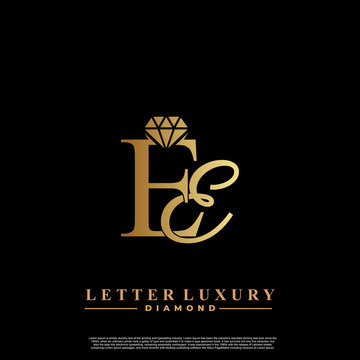 Initial Letter Luxury EE with diamond. Diamond Icon in Flat Style Logo.