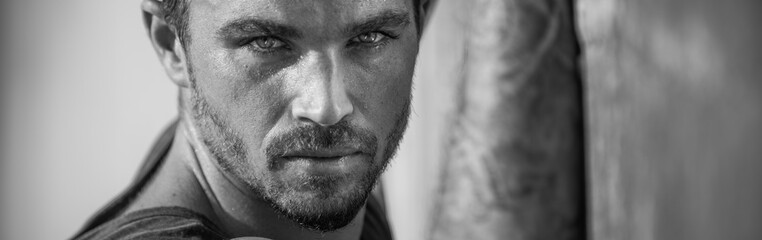 Handsome and fit Caucasian male on the beach