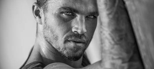 Handsome and fit Caucasian male on the beach