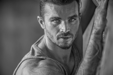 Handsome and fit Caucasian male on the beach