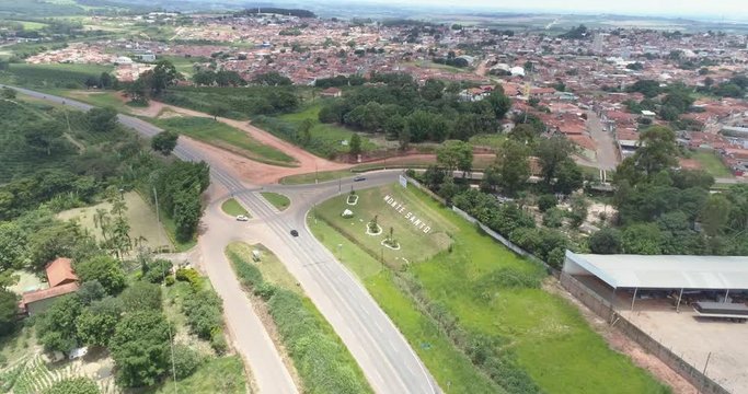 Aerial view of the Monte Santo de Minas city, Minas Gerais / Brazil. 4K.