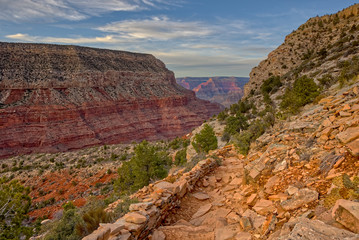 View of Hermit Creek Canyon in the Grand Canyon near sundown from the Hermit Trail.