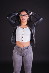 Young girl model posing in studio