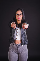 Young girl model posing in studio