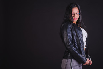 Young girl model posing in studio