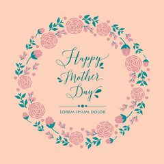 Beautiful Crowd of leaf and flower frame, for happy mother day greeting card template design. Vector