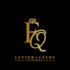 Initial Letter Luxury FQ with diamond. Diamond Icon in Flat Style Logo.