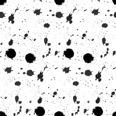 The vector seamless pattern. Cute black ink splatter pattern. Vector for wallpaper, child apron, fabric, textile pattern. Endless print. Background illustration vector.