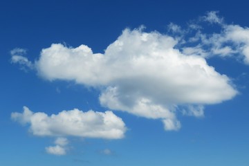 Naklejka na ściany i meble Beautiful fish shape cloud in blue sky, natural background