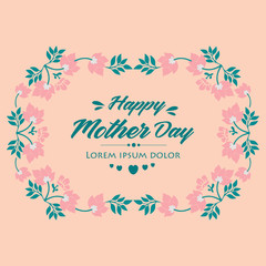 Seamless Pattern of leaf and flower frame, for elegant happy mother day greeting card design. Vector