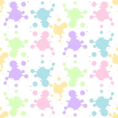The vector seamless pattern. Cute colourful splatter pattern. Vector for wallpaper, child apron, fabric, textile pattern. Endless print. Background illustration vector.