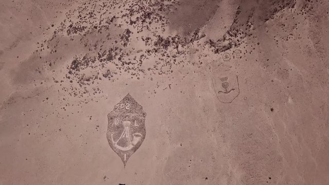4K aerial drone video of Regimental Badges National Monument, made by soldiers of Second Durban Light Infantry and Transvaal Scottish Regiment during WW1 in German South-West Africa, presently Namibia