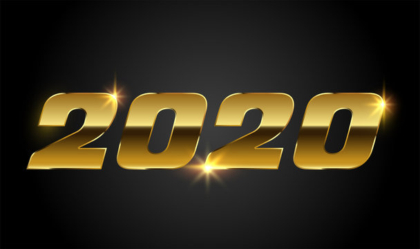 Happy New 2020 Year golden typography logo design. Elegant and luxury