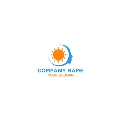 Sun Head Logo Design Vector