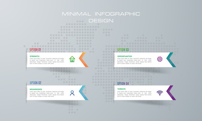 Info graphic template with 4 options, workflow, process chart,  , diagram, annual report, web design, steps or processes. - Vector