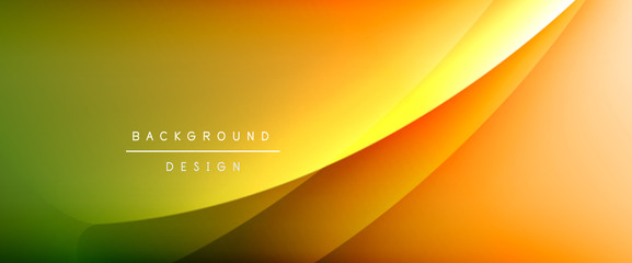 Wave liquid style lines with shadows and light on gradient background. Trendy simple fluid color gradient abstract background with dynamic straight shadow line effect