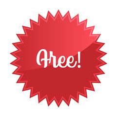 Free badge, red star promotional sticker