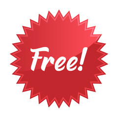 Free badge, red star promotional sticker
