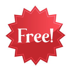 Free badge, red star promotional sticker