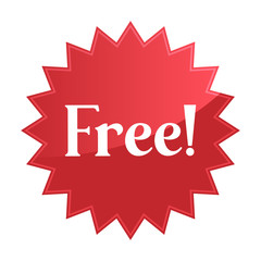 Free badge, red star promotional sticker