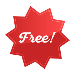 Free badge, red star promotional sticker
