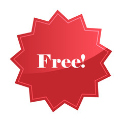 Free badge, red star promotional sticker
