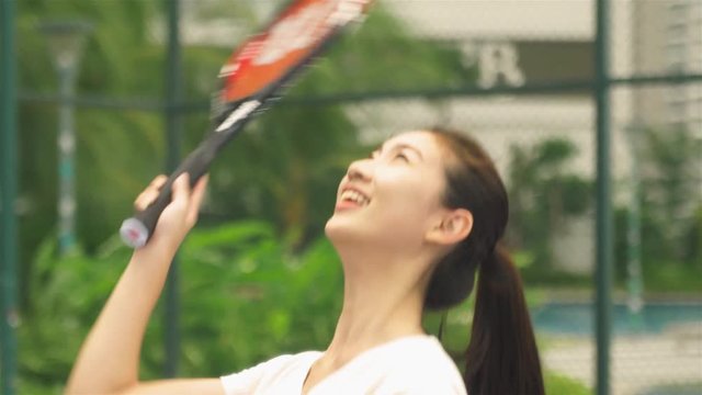 White Shirt Woman Playing Tennis 