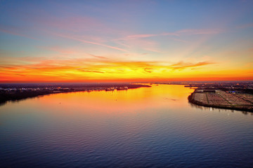 Fototapeta na wymiar Sunset on the Delaware River Philadelphia