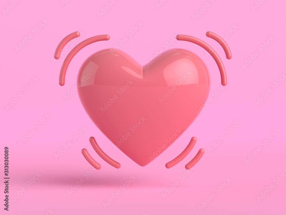 Poster 3d rendering heart shape pink background