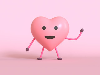love emotion cartoon character pink emoji 3d render