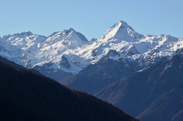 Fototapeta na wymiar Panorama depuis Hautacam vers Argelès Gazost, Pyrénées, France