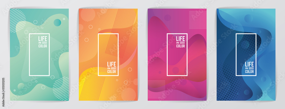 Poster bundle of waves colors with life in color abstract background