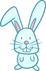 Fototapeta na wymiar Funny and cute blue rabbit smiling happily